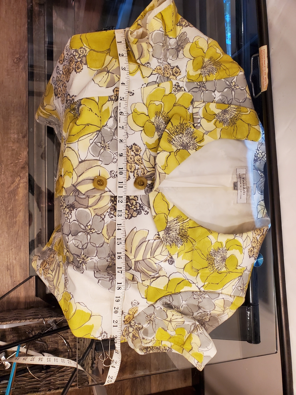 Tahari Green and Gray Floral Midi Jacket & Skirt Set - Picture 8 of 16